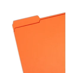 File Folders|Smead Reinforced File Folder, 3 Tab, Letter Size, Orange, 100/Bx (12534)