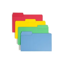 File Folders|Smead SuperTab Heavy Duty File Folders, 1/3 Cut, Legal Size, Assorted Colors, 50/Box (15410)