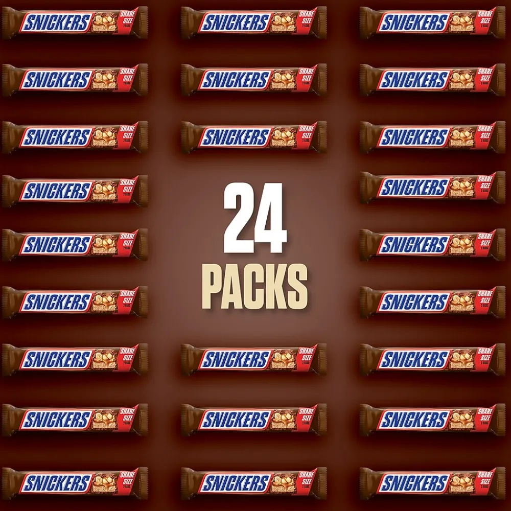 Snickers Sharing Size Milk Chocolate Candy Bars, 3.29 oz., 24/Box (MMM32252)