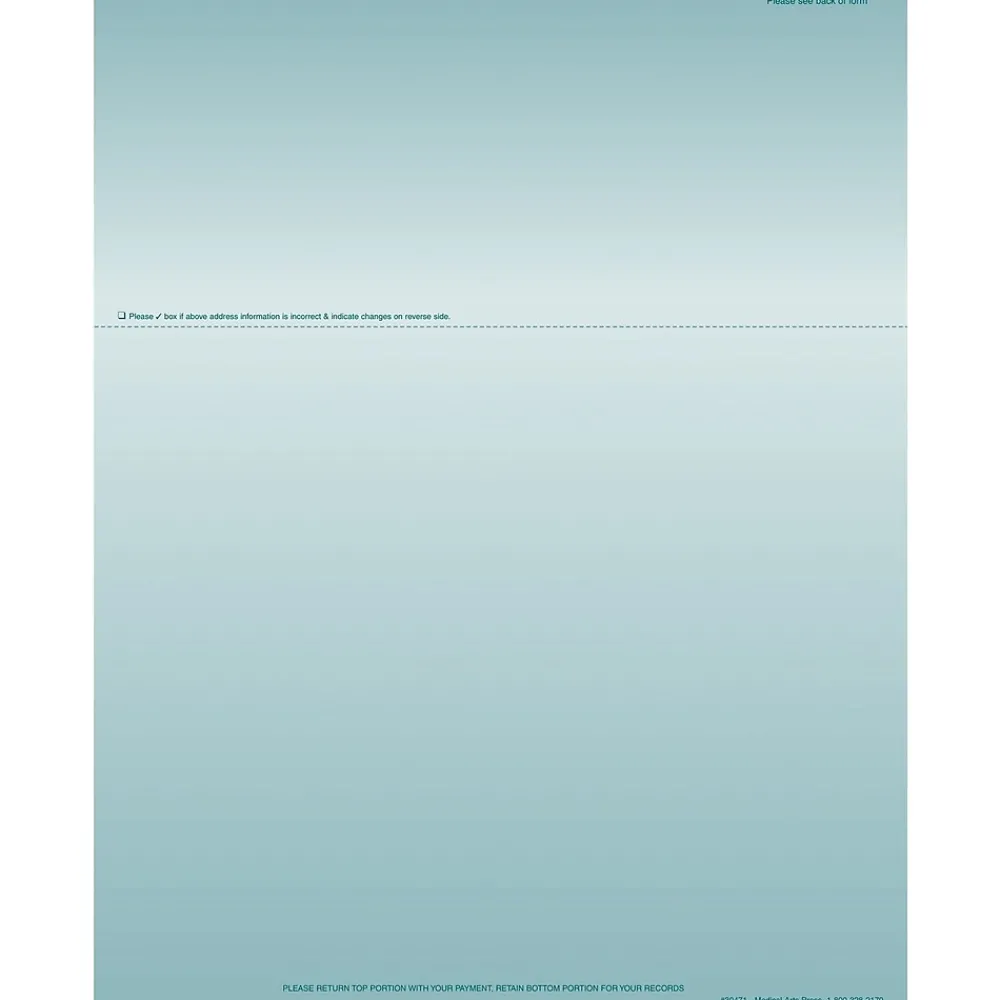 Business Forms*Medical Arts Press Solid Color Laser Statements, Style A, with Credit Card Information, Teal