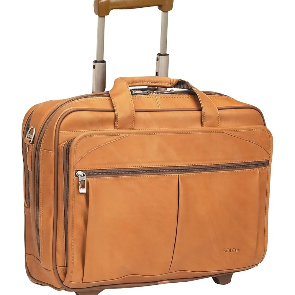 Laptop Bags|Solo New York 15.6" Leather Rolling Laptop Bag, Tan (D5291)
