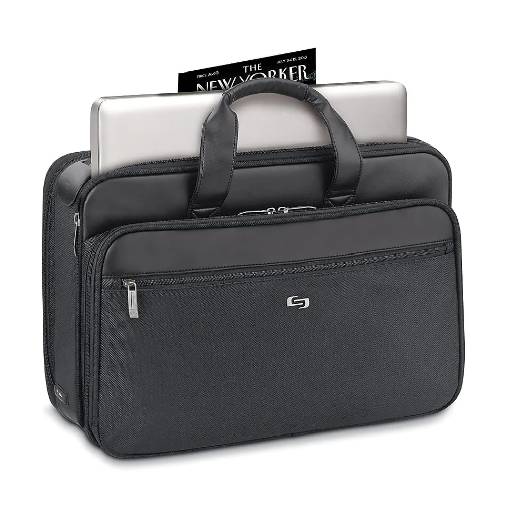 Midtown Collection Paramount Laptop Briefcase, Black Polyester (SGB300-4)<Solo New York