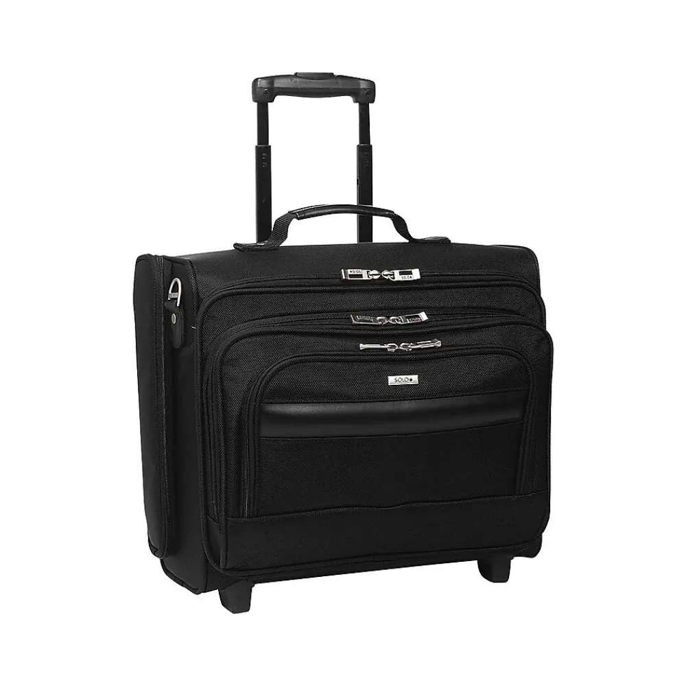 Midtown Collection Columbus Laptop Rolling Briefcase, Black Polyester (B64-4)<Solo New York Discount