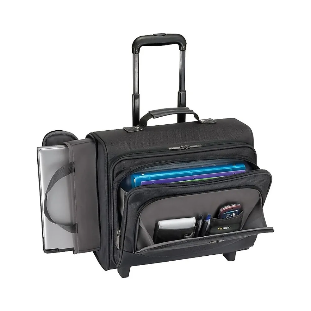 Midtown Collection Columbus Laptop Rolling Briefcase, Black Polyester (B64-4)<Solo New York Discount