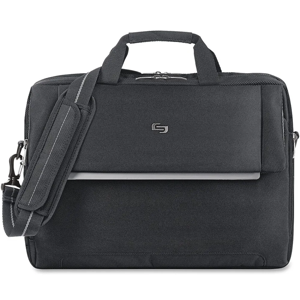Midtown Laptop Briefcase, Black Polyester (LVL330-4)<Solo New York Clearance