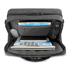 Voyage Polyester Briefcase, Laptop Compatible, TSA Checkpoint Friendly, Gray/Black (NOM301-10)<Solo New York Outlet