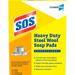 CloroxPro Steel Wool Soap Pads, 15/Box (88320)<S.O.S New
