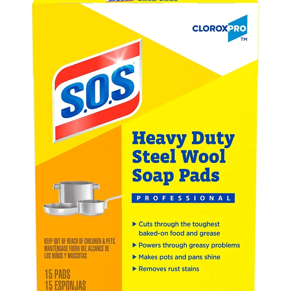 CloroxPro Steel Wool Soap Pads, 15/Box (88320)<S.O.S New