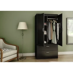 Storage Cabinets*South Shore Acapella Wardrobe Armoire, Pure Black (5370038)