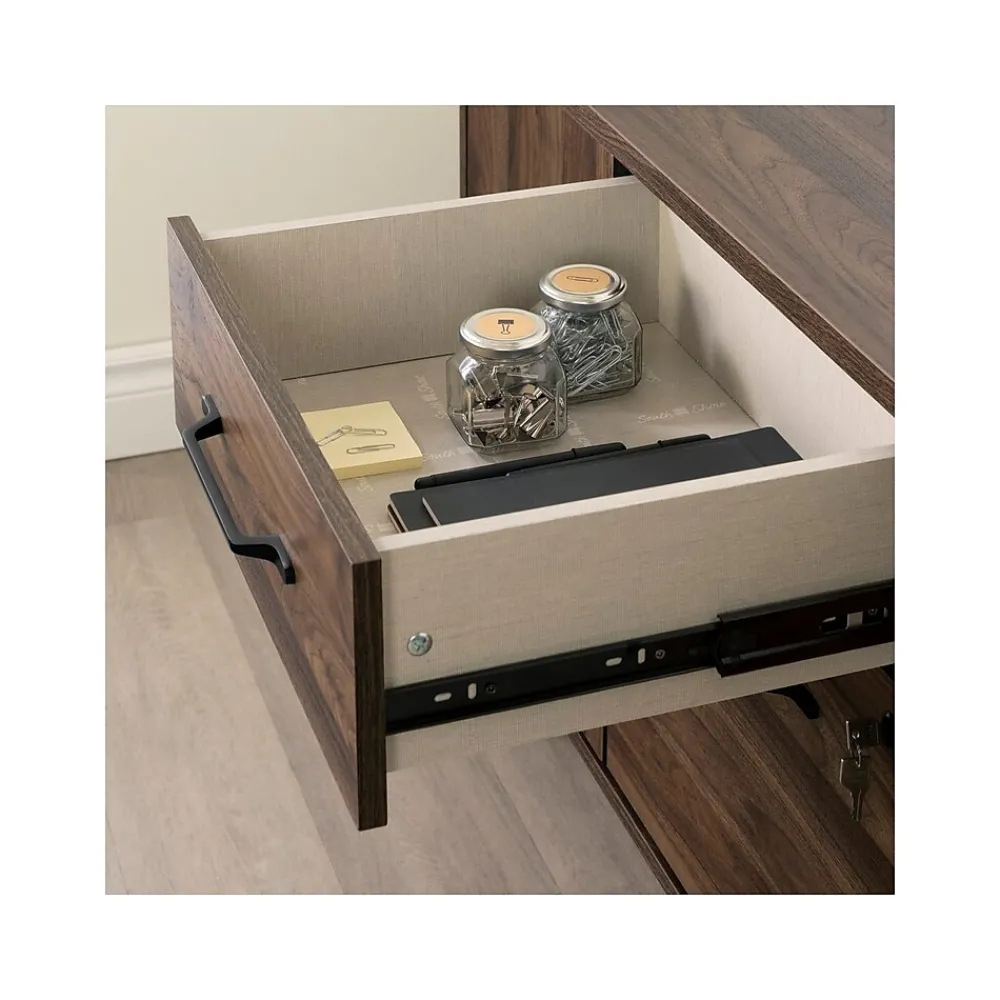 Storage Cabinets*South Shore Helsy 26.75" 2-Drawer Storage Credenza with 4 Shelves, Natural Walnut (13310)