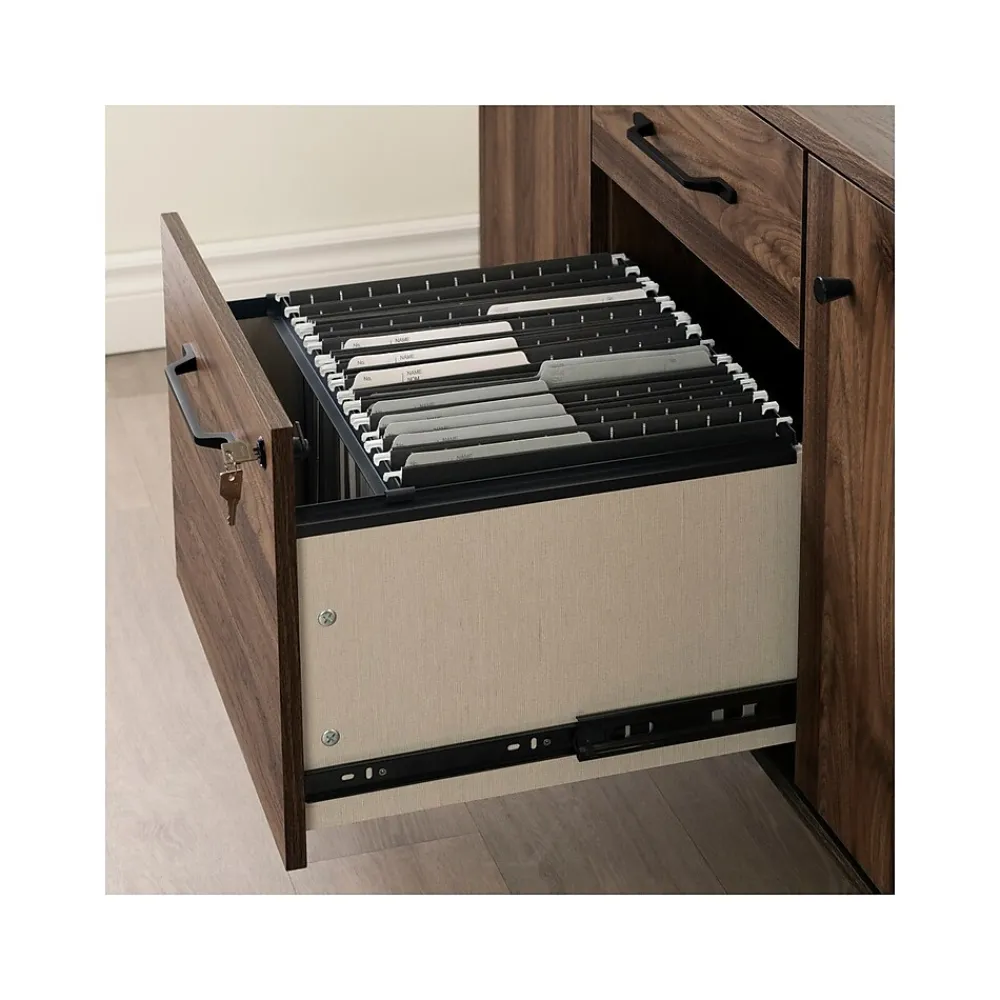 Storage Cabinets*South Shore Helsy 26.75" 2-Drawer Storage Credenza with 4 Shelves, Natural Walnut (13310)