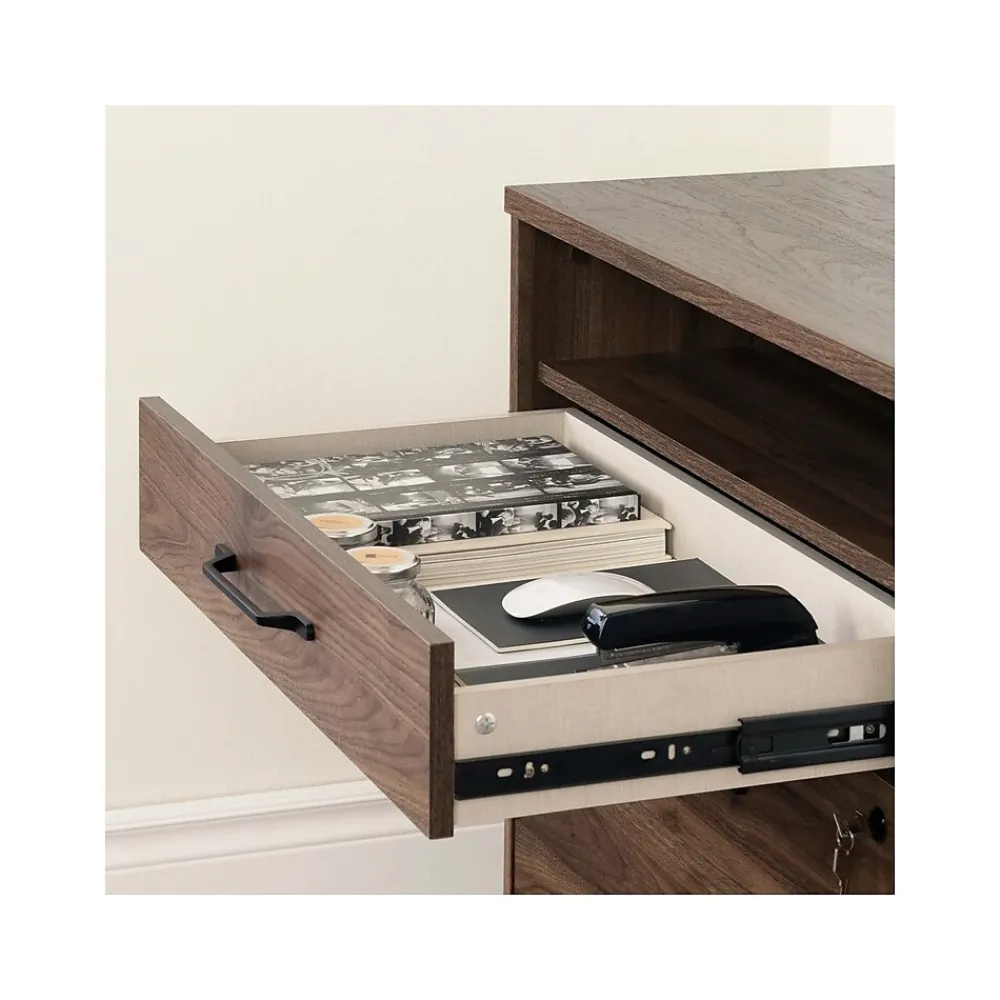 File Cabinets*South Shore Helsy 2-Drawer Lateral File Cabinet, Letter/Legal Size, Lockable, 30.25"H x 29"W x 18.5"D, Natural Walnut (13313)