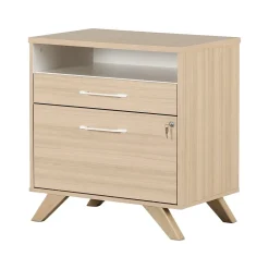 File Cabinets*South Shore Helsy 2-Drawer Lateral File Cabinet, Letter/Legal Size, Lockable, 30.25"H x 29"W x 18.5"D, Soft Elm/White (13304)