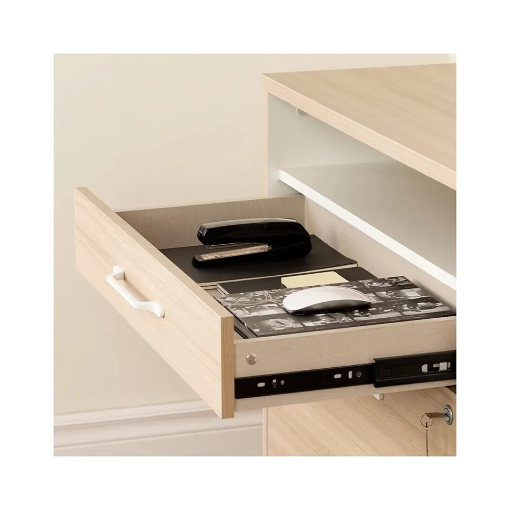 File Cabinets*South Shore Helsy 2-Drawer Lateral File Cabinet, Letter/Legal Size, Lockable, 30.25"H x 29"W x 18.5"D, Soft Elm/White (13304)