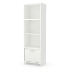 Bookcases*South Shore Step One Narrow 3-Shelf Bookcase with Door, (10249) Pure White