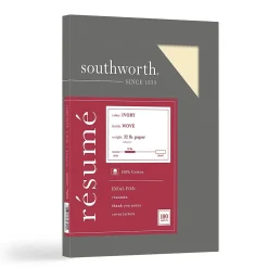Resume Paper*Southworth 8.5" x 11" Resume Paper, 32 Lbs., Wove, 100/Pack (RD18ICF)