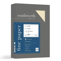 Resume Paper*Southworth Fine Paper, 8.5" x 11", 24 lb., Linen-Finish, Ivory 500/Box (564C)