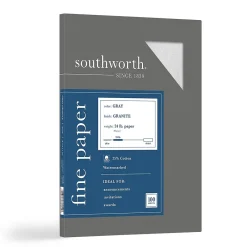Resume Paper*Southworth Granite Specialty Paper, 8.5" x 11", 24 lb., Smooth Finish, Gray, 100 Sheets/Box (P914CK)