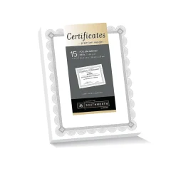 Awards & Certificates*Southworth Premium Spiro Design Certificates, 8.5" x 11", White/Silver, 15/Pack (CTP2W)