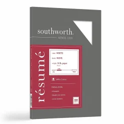 Resume Paper*Southworth Resume Paper, 8.5" x 11", 24 lb., Wove-Finish, White, 100 Sheets/Box (R14CF)