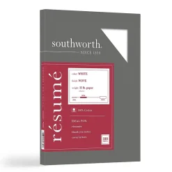 Resume Paper*Southworth Resume Paper, 8.5" x 11", 32 lb., Wove-Finish, White, 100 Sheets/Pack (RD18CF)