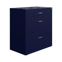 File Cabinets*Space Solutions 3-Drawer Lateral File Cabinet, Letter/Legal Size, Lockable, 31.88"H x 30"W x 17.63"D, Navy (25073)