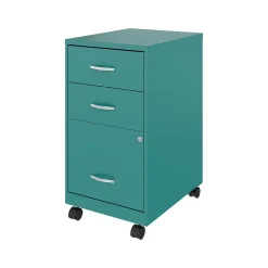 File Cabinets*Space Solutions 3-Drawer Mobile Vertical File Cabinet, Letter Size, Lockable, 26.7"H x 14.25"W x 18"D, Teal (24431)