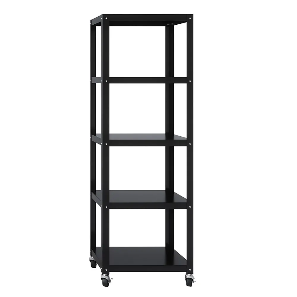 Bookcases*Space Solutions Ready-to-assemble 72-inch High Mobile 5-Shelf Bookcase, Black