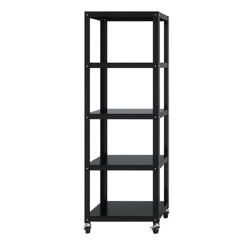 Bookcases*Space Solutions Ready-to-assemble 72-inch High Mobile 5-Shelf Bookcase, Black