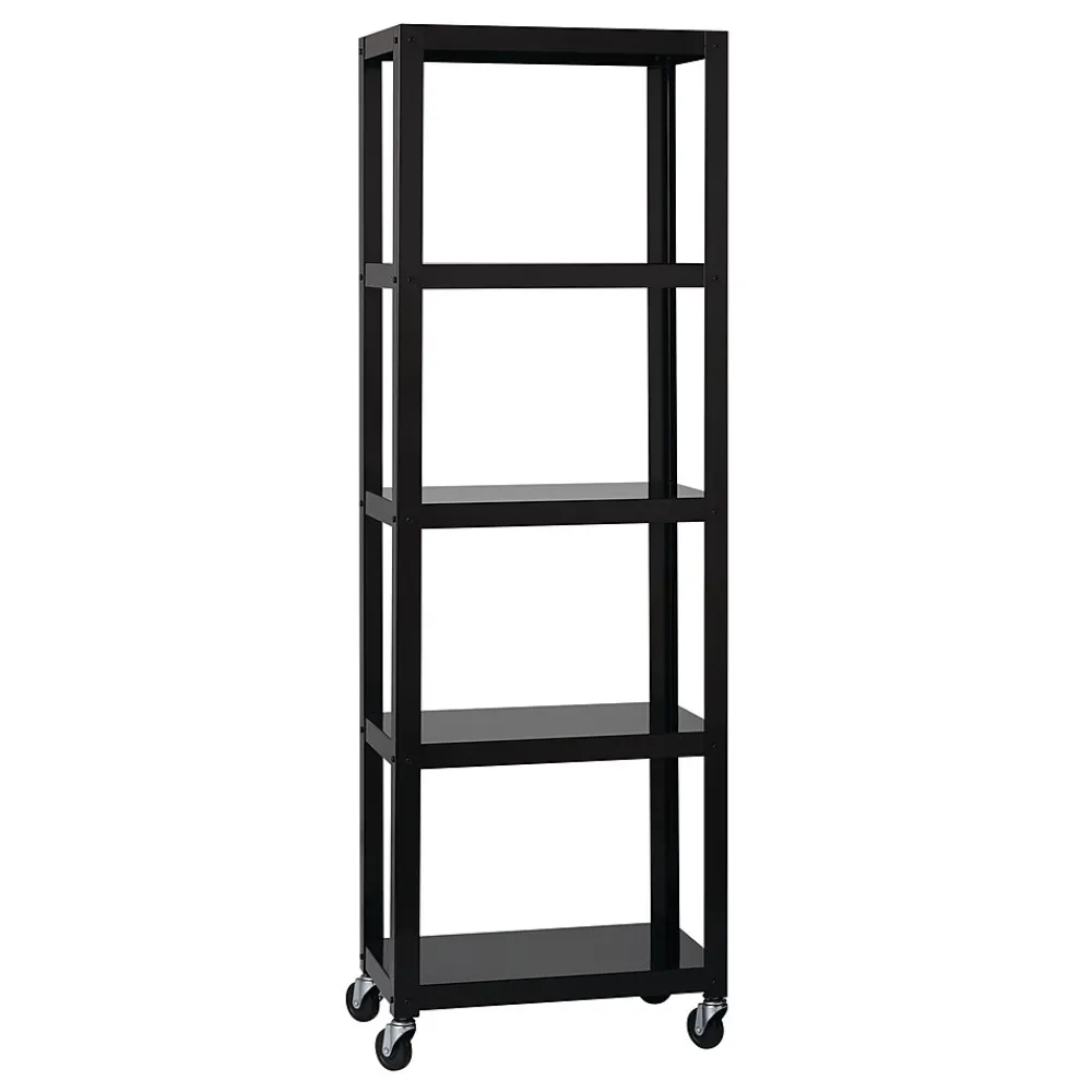 Bookcases*Space Solutions Ready-to-assemble 72-inch High Mobile 5-Shelf Bookcase, Black