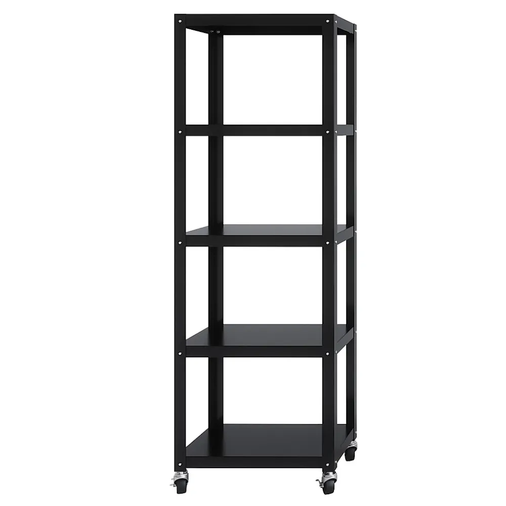 Bookcases*Space Solutions Ready-to-assemble 72-inch High Mobile 5-Shelf Bookcase, Black