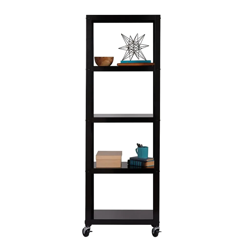 Bookcases*Space Solutions Ready-to-assemble 72-inch High Mobile 5-Shelf Bookcase, Black