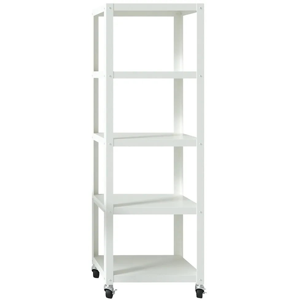 Bookcases*Space Solutions Ready-to-assemble 72-inch High Mobile 5-Shelf Bookcase, White
