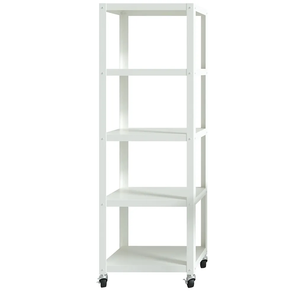 Bookcases*Space Solutions Ready-to-assemble 72-inch High Mobile 5-Shelf Bookcase, White