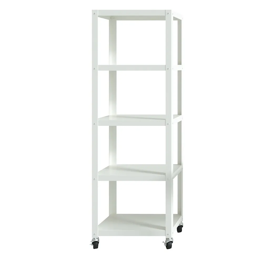 Bookcases*Space Solutions Ready-to-assemble 72-inch High Mobile 5-Shelf Bookcase, White