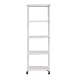 Bookcases*Space Solutions Ready-to-assemble 72-inch High Mobile 5-Shelf Bookcase, White