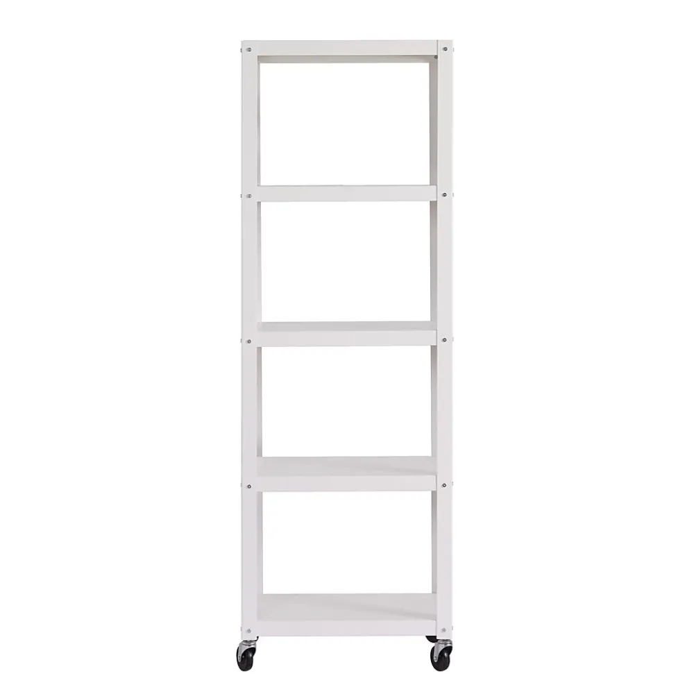 Bookcases*Space Solutions Ready-to-assemble 72-inch High Mobile 5-Shelf Bookcase, White
