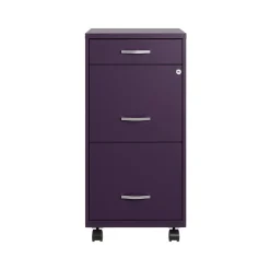 File Cabinets*Space Solutions SOHO Organizer 3-Drawer Mobile Vertical File Cabinet, Letter Size, Lockable, Midnight Purple (25285)