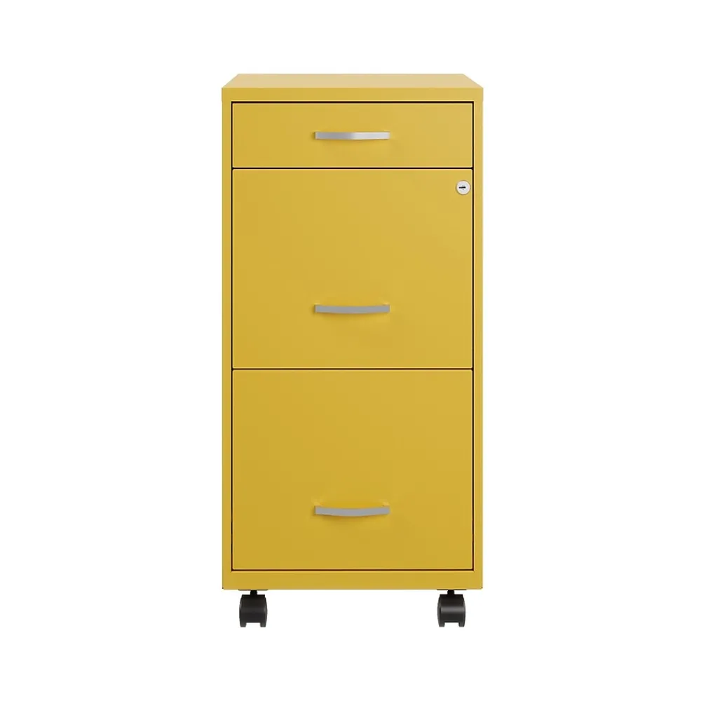 File Cabinets*Space Solutions SOHO Organizer 3-Drawer Mobile Vertical File Cabinet, Letter Size, Lockable, Goldfinch (25284)