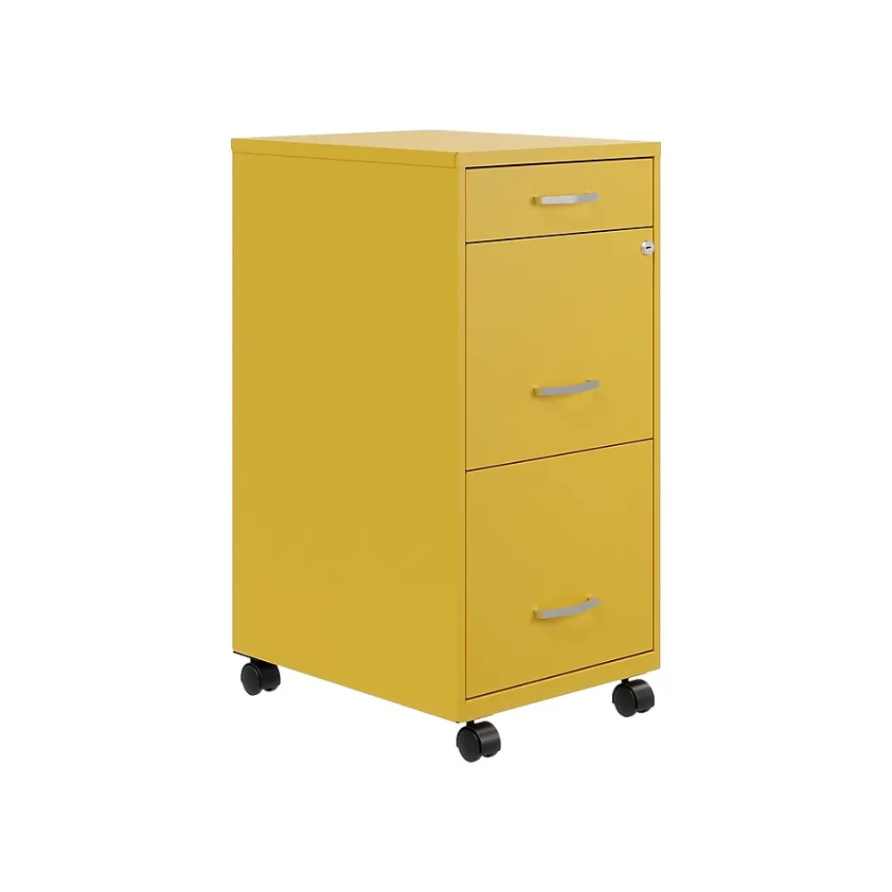 File Cabinets*Space Solutions SOHO Organizer 3-Drawer Mobile Vertical File Cabinet, Letter Size, Lockable, Goldfinch (25284)