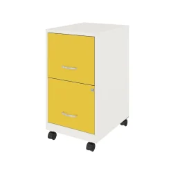 File Cabinets*Space Solutions SOHO Smart File 2-Drawer Mobile Vertical File Cabinet, Letter Size, Lockable, Pearl White/Goldfinch (25337)
