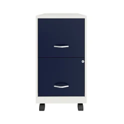 File Cabinets*Space Solutions SOHO Smart File 2-Drawer Mobile Vertical File Cabinet, Letter Size, Lockable, Pearl White/Navy (25335)