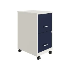 File Cabinets*Space Solutions SOHO Smart File 2-Drawer Mobile Vertical File Cabinet, Letter Size, Lockable, Pearl White/Navy (25335)
