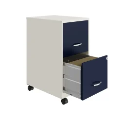 File Cabinets*Space Solutions SOHO Smart File 2-Drawer Mobile Vertical File Cabinet, Letter Size, Lockable, Pearl White/Navy (25335)