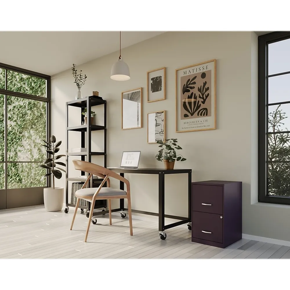 File Cabinets*Space Solutions SOHO Smart File 2-Drawer Vertical File Cabinet, Letter Size, Lockable, Midnight Purple (25273)