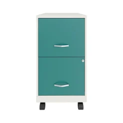 File Cabinets*Space Solutions SOHO Smart File 2-Drawer Mobile Vertical File Cabinet, Letter Size, Lockable, Pearl White/Teal (25333)
