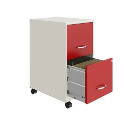 File Cabinets*Space Solutions SOHO Smart File 2-Drawer Mobile Vertical File Cabinet, Letter Size, Lockable, Pearl White/Lava Red (25334)