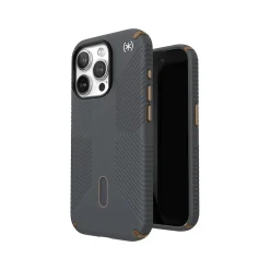 Speck Presidio 2 Grip MagSafe ClickLock Phone Case for iPhone 15 Pro, Charcoal Gray/Cool Bronze (150447-3212)