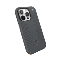 Speck Presidio 2 Grip MagSafe ClickLock Phone Case for iPhone 15 Pro, Charcoal Gray/Cool Bronze (150447-3212)