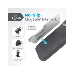 Speck Presidio 2 Grip MagSafe ClickLock Phone Case for iPhone 15 Pro, Charcoal Gray/Cool Bronze (150447-3212)